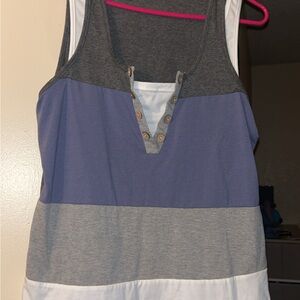 Gray and Blue Sleeveless Women's Top